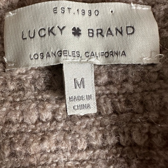 Lucky Brand Striped Open Front Cardigan Sweater Pastel Taupe Pink Wool Linen Med - Picture 14 of 16